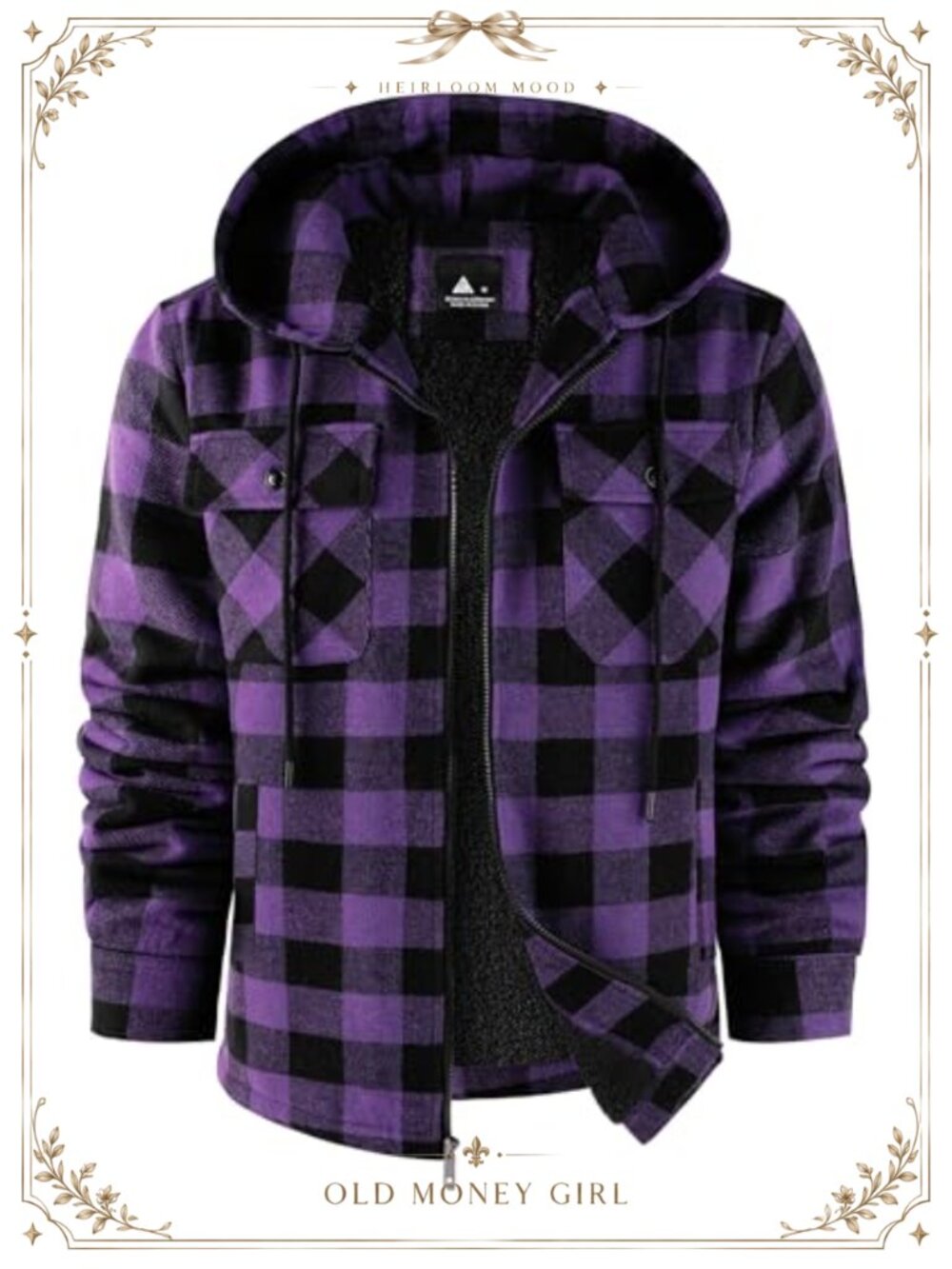 Men's Sherpa Lined Plaid Fleece Flannel Jacket Full Zip Hooded Winter Coat